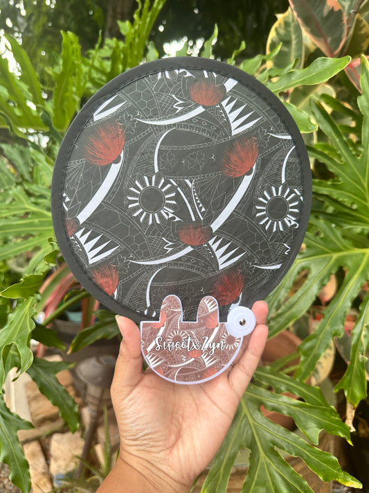 Exclusive Lehua Tribal Pocket Fan